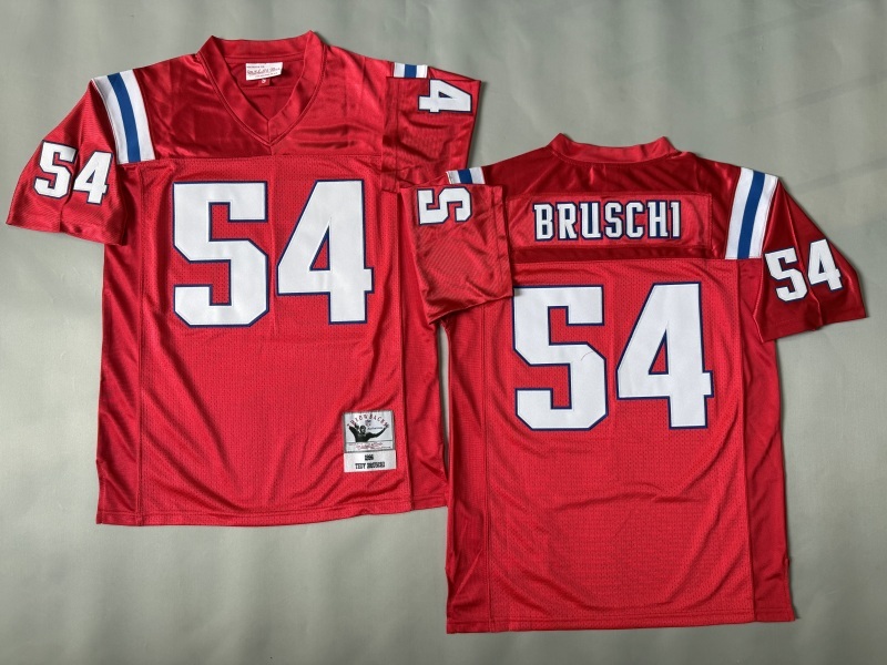 Men 2025 New England Patriots #54 Bruschi red Throwback Limited NFL Jersey style 001->new england patriots->NFL Jersey